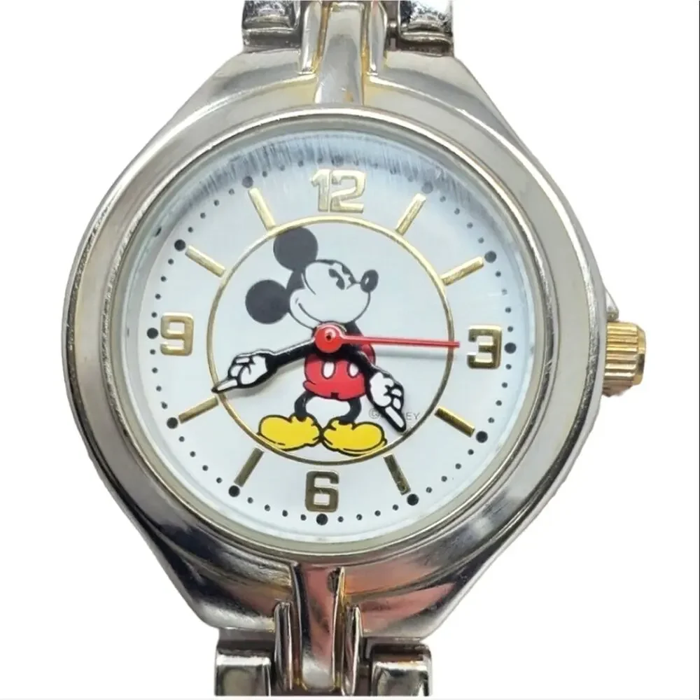 Disney Mickey Mouse Silver-Toned Metal Band Watch
